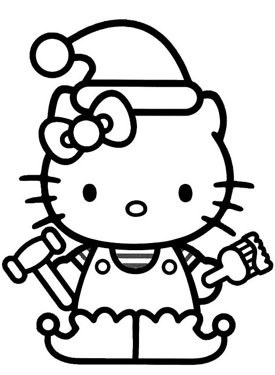 Hello kitty christmas coloring pages