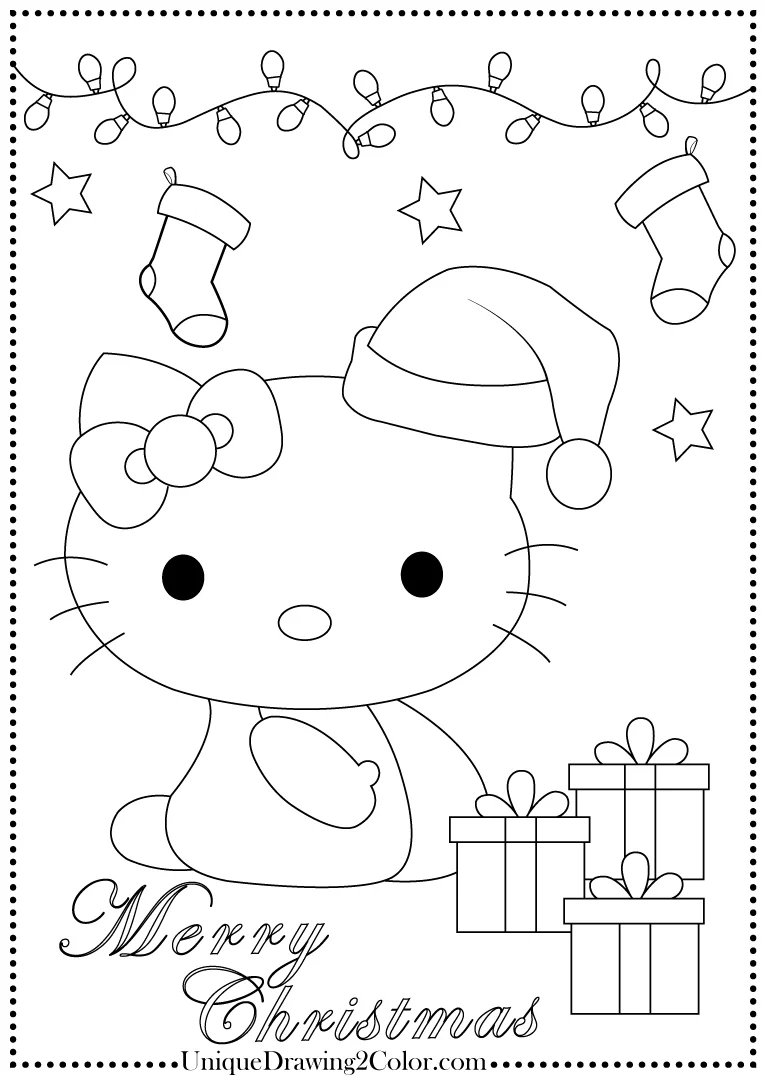 Hello kitty christmas coloring pages free printable
