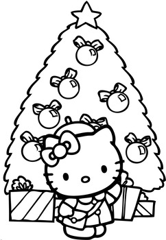 Âhello kitty christmas coloring pages x page by pagequest tpt