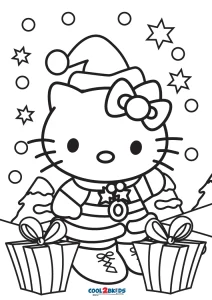 Free printable hello kitty christmas coloring pages for kids