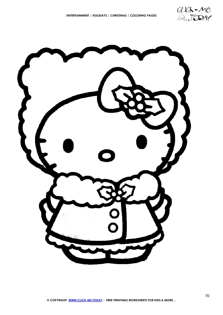 Free hello kitty with hat coloring page