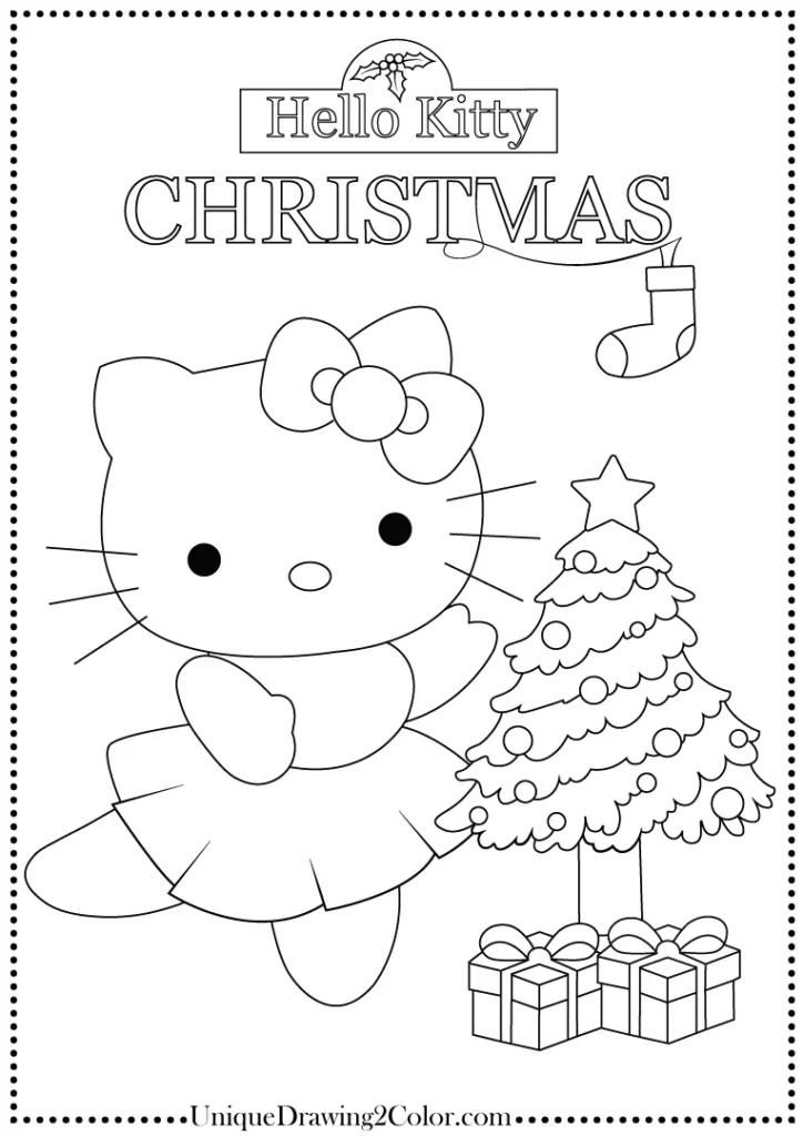 Hello kitty christmas coloring pages free printable