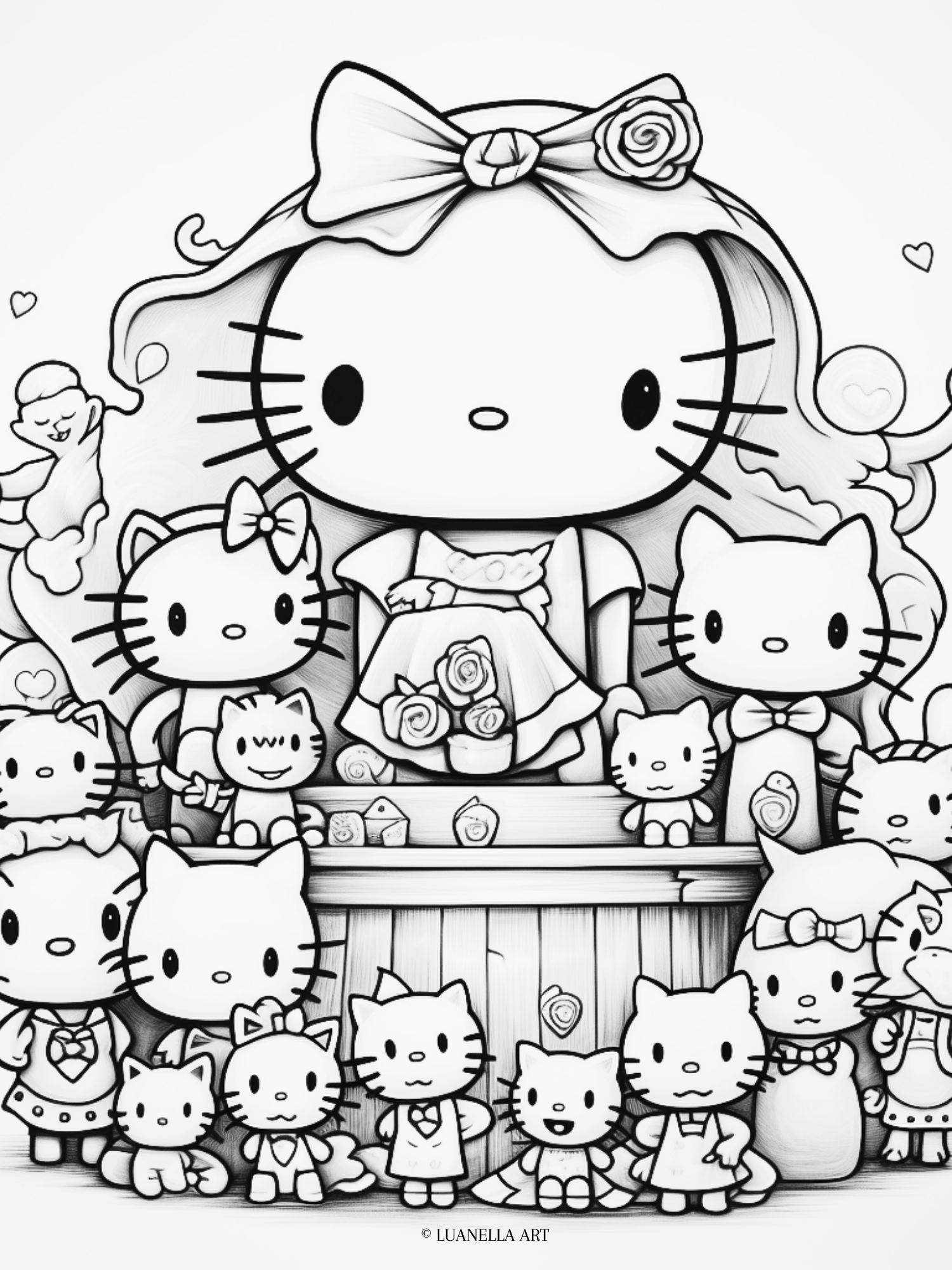 Sanrio hello kitty characters coloring page instant digital downl â luanella art