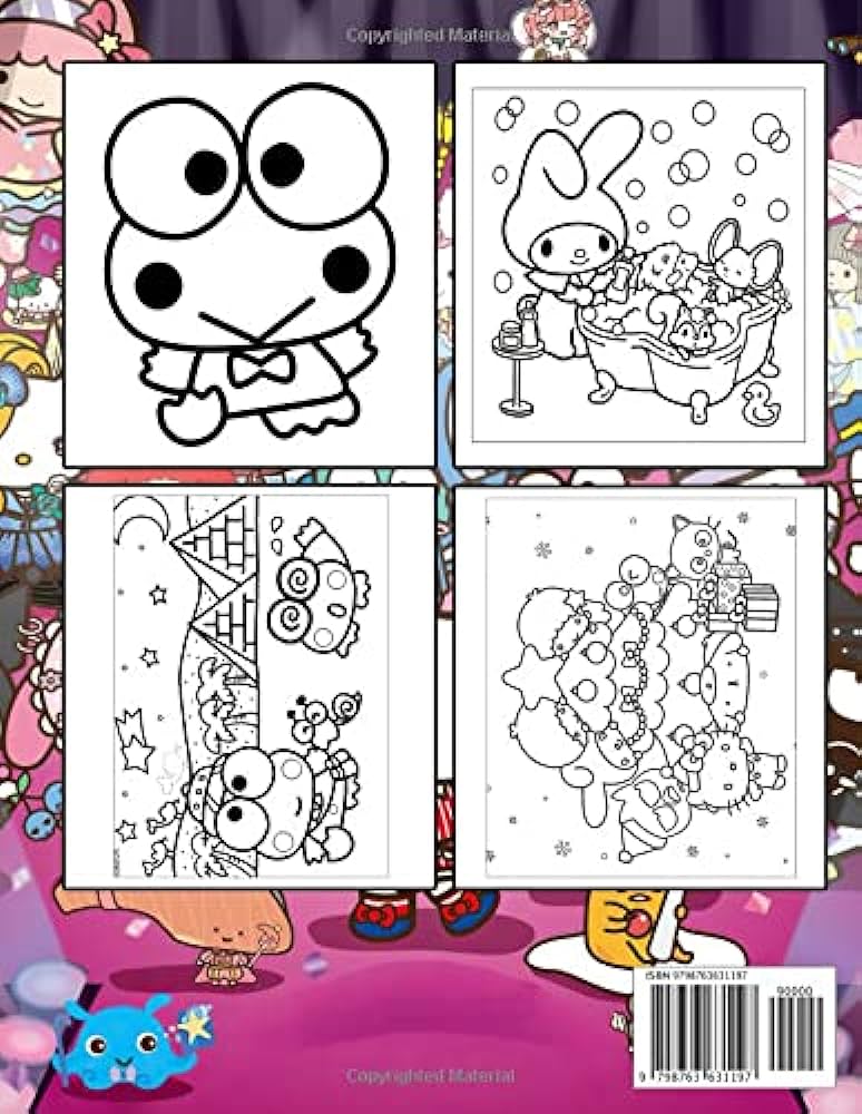 Sanrio coloring book kawaii cute sanrio characters illustrations for kids and fans to relax and have fun by go cartoon