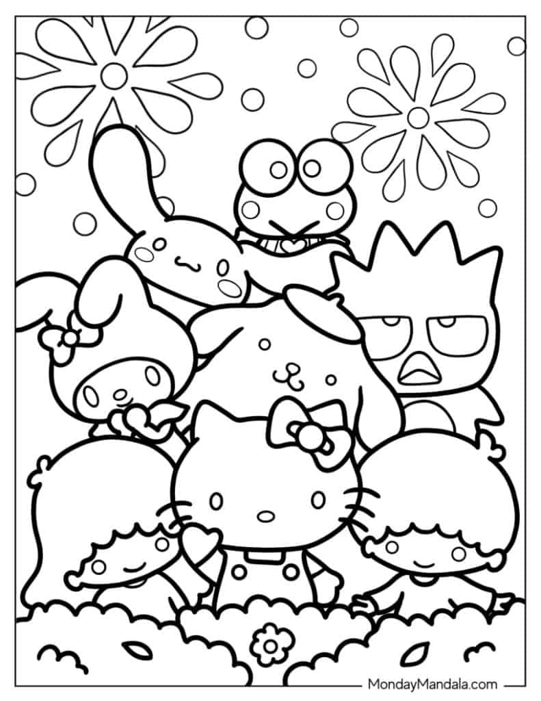 Hello kitty coloring pages free pdf printables