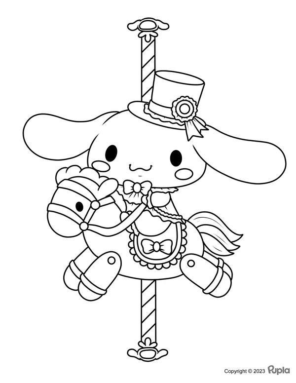 Cinnamoroll sitting on a carousel coloring page hello kitty colouring pages hello kitty coloring unicorn coloring pages