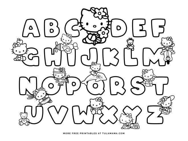 Free hello kitty printables and abc coloring pages