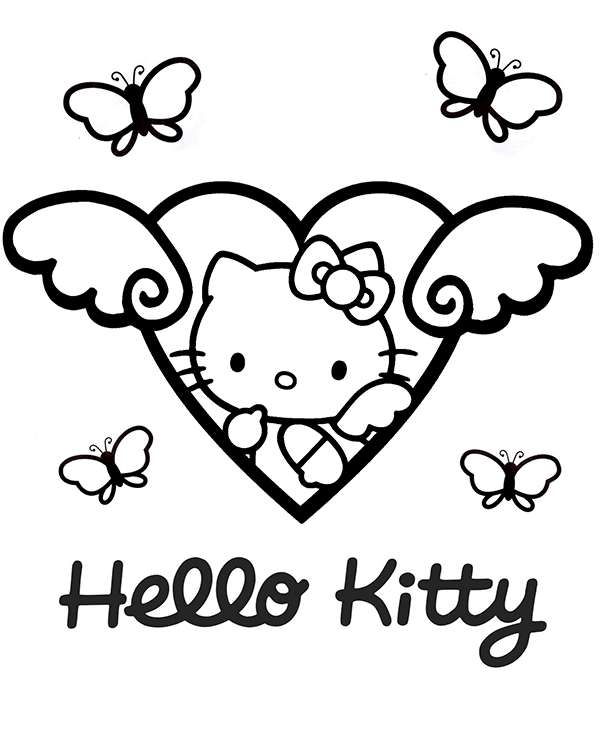 Printable hello kitty coloring sheet heart