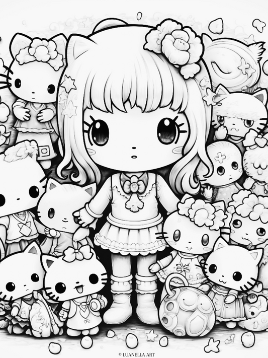 Sanrio family coloring page instant digital download â luanella art
