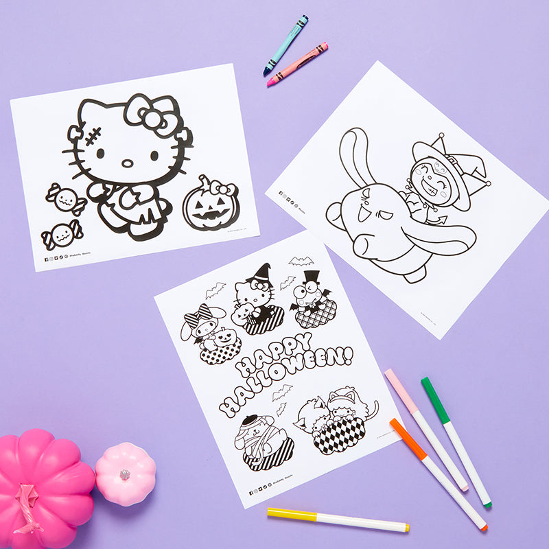 Hello kitty and friends halloween coloring pages