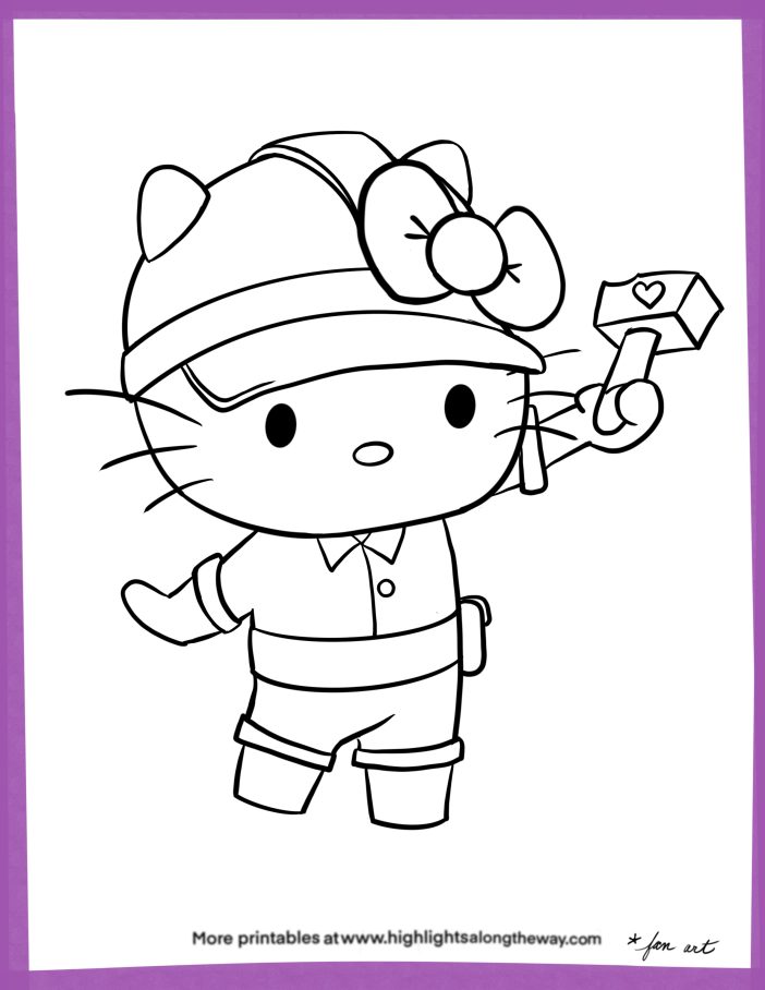 Hello kitty super style coloring pages
