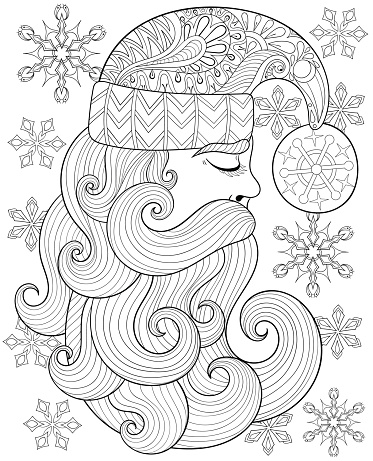 Vector santa claus for adult antistress coloring pages stock illustration