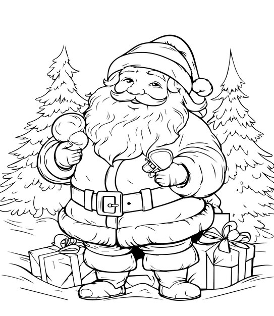 Premium vector christmas coloring page for adult