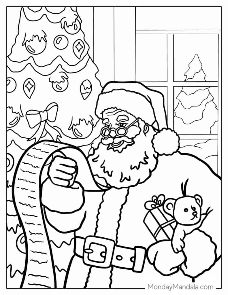Santa coloring pages free pdf printables
