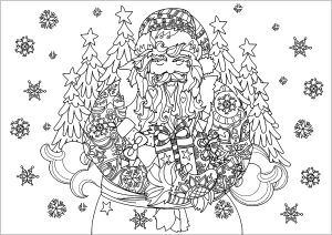 Santa claus coloring pages for adults kids