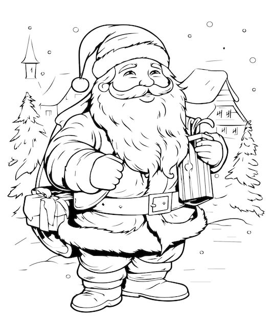 Premium vector christmas coloring page for adult
