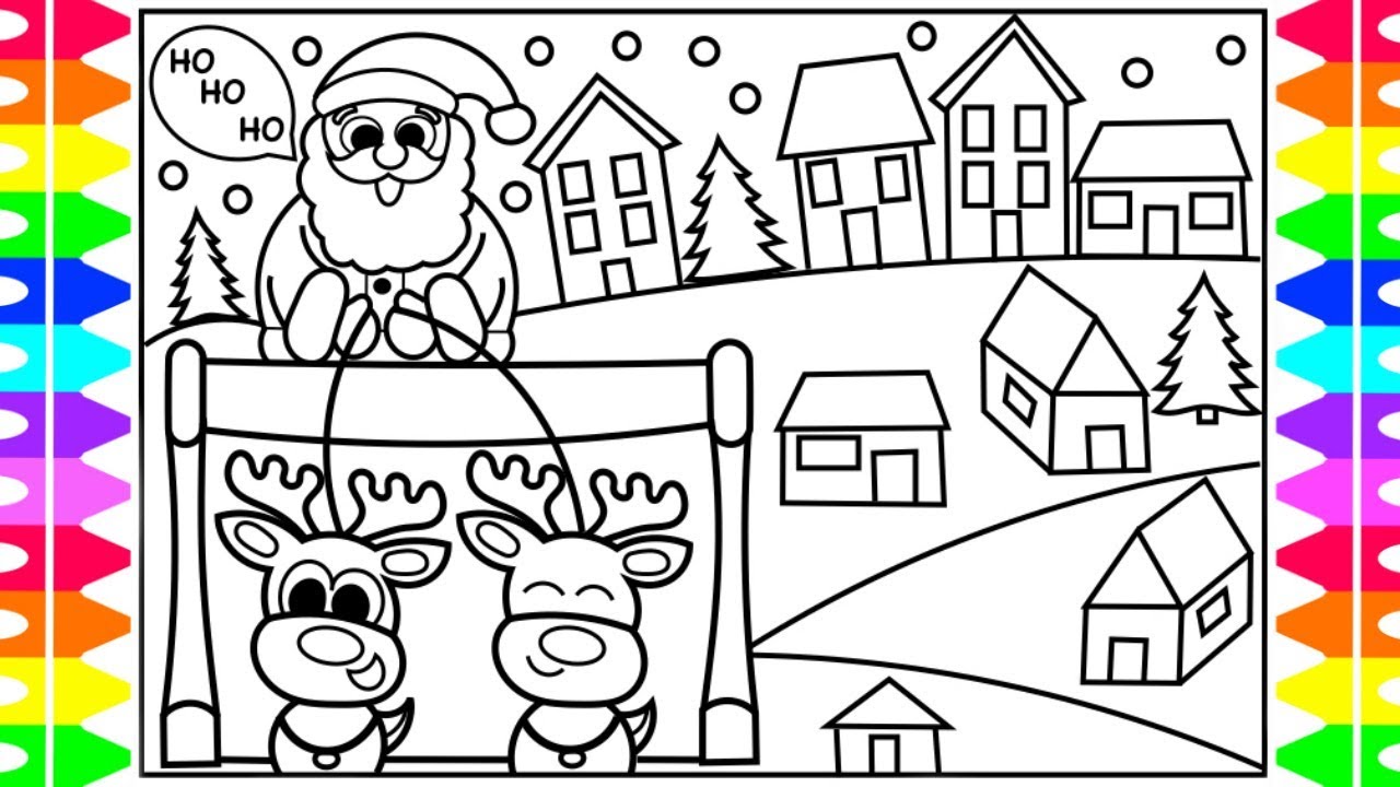 How to draw santa claus coing to town step by step for kids santa is coing to town coloring page