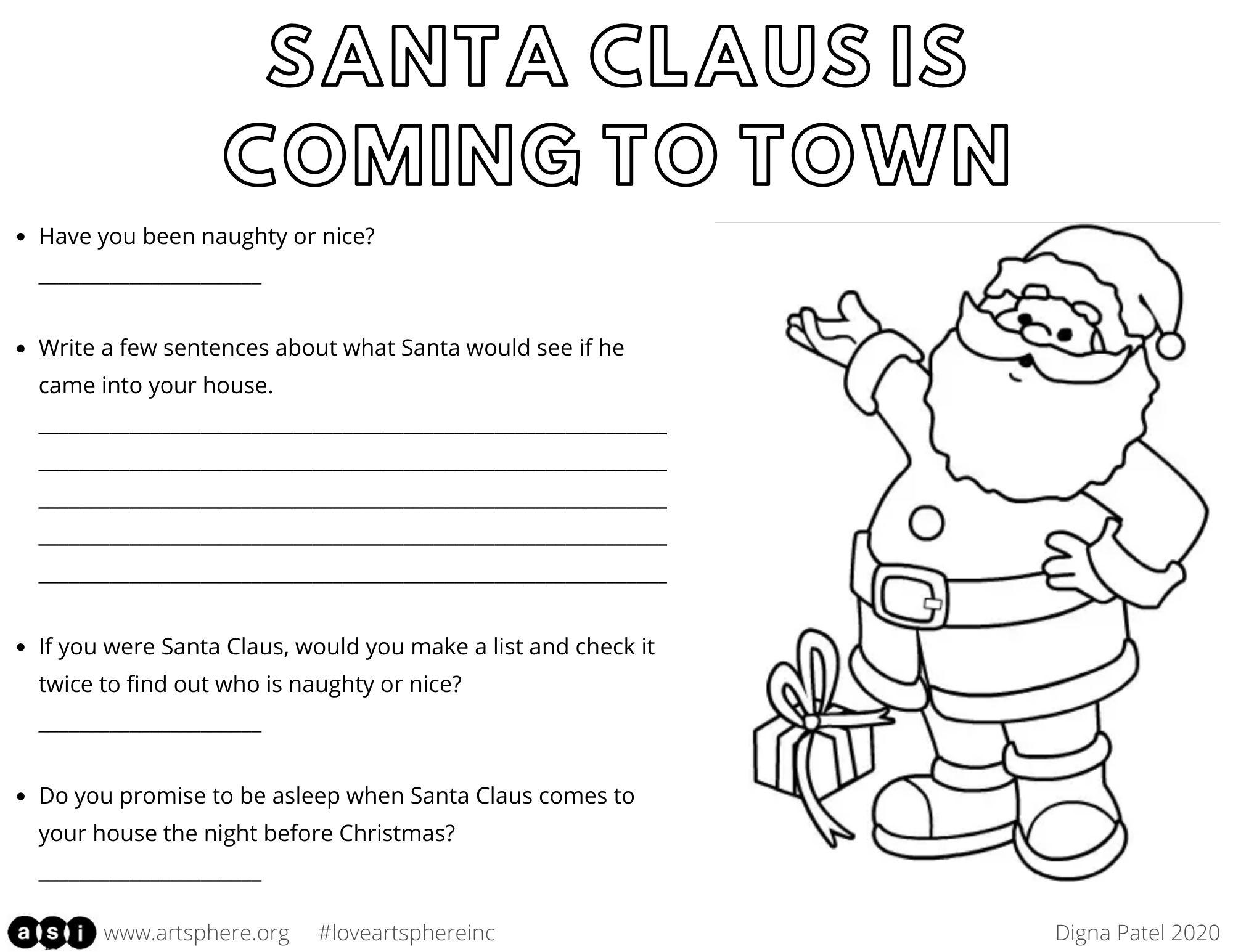 Santa claus is coming to town handout art sphere inc