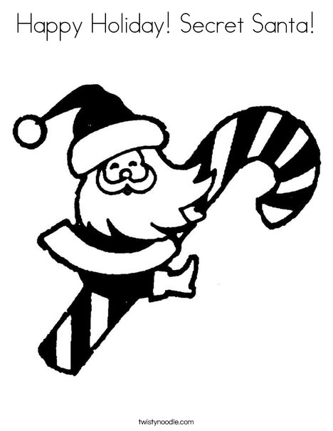 Happy holiday secret santa coloring page