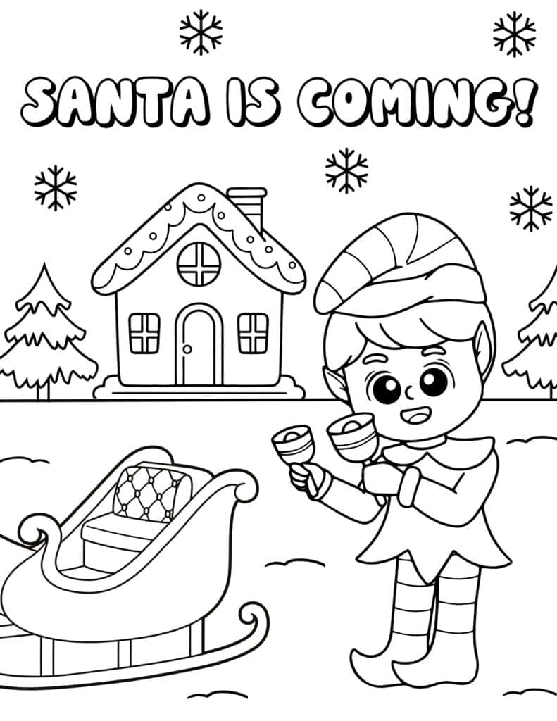 Free christmas elf coloring pages for kids