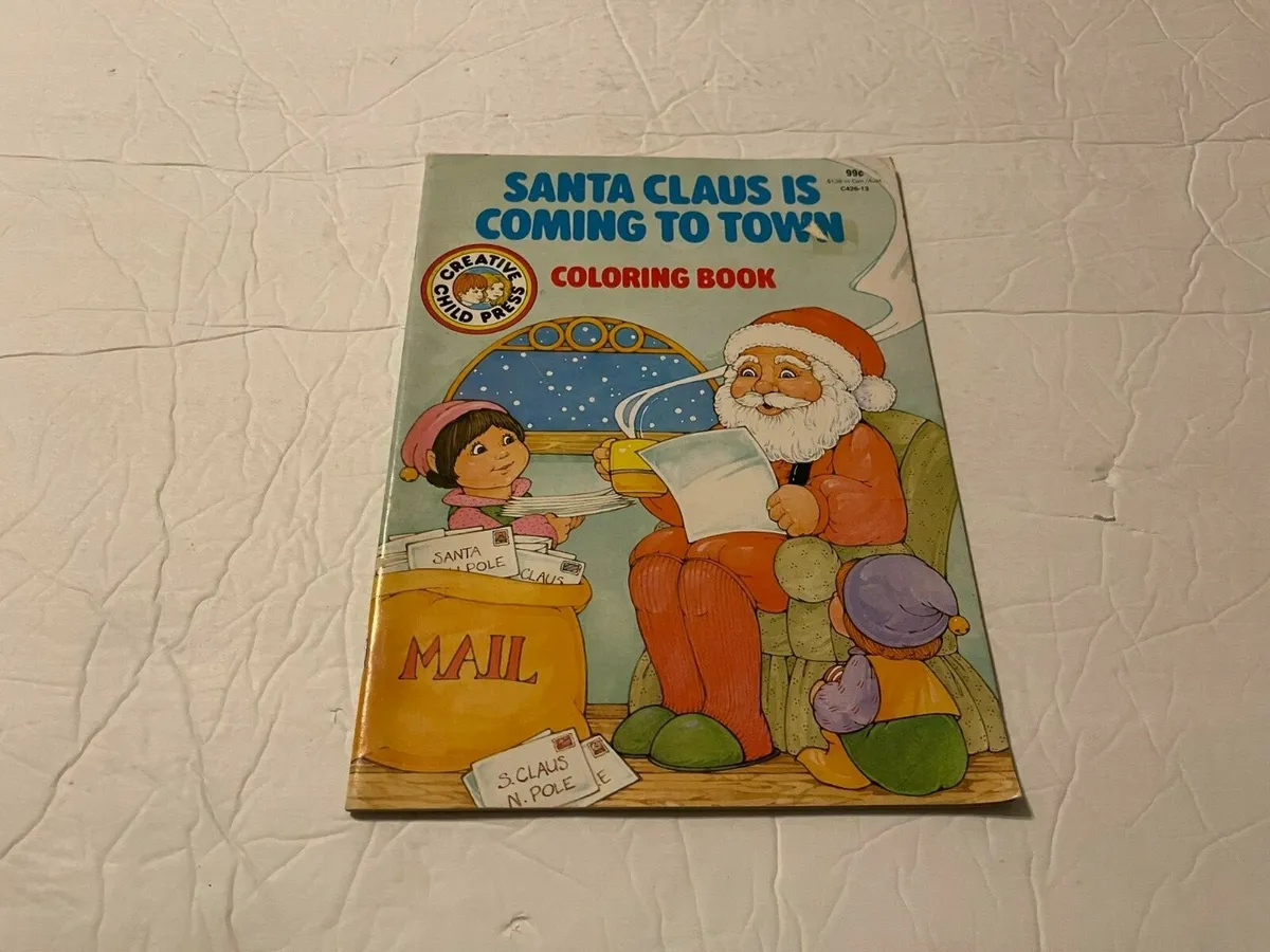 Like new child creative press coloring book santa claus is ing to town