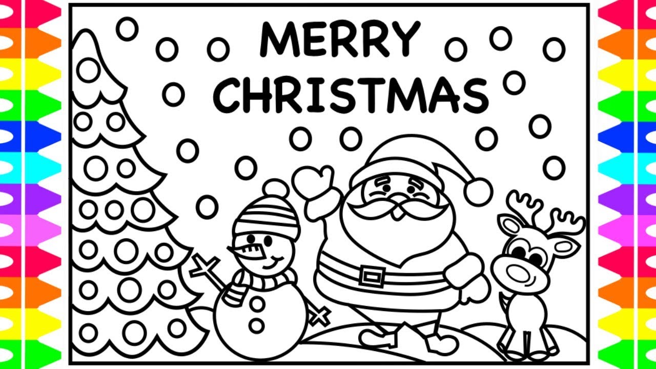 Erry christas everyone christas coloring pages for kids santa snowan reindeer fun coloring