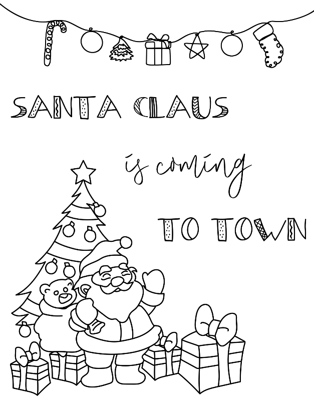 Fun festive santa coloring pages for kids and adults