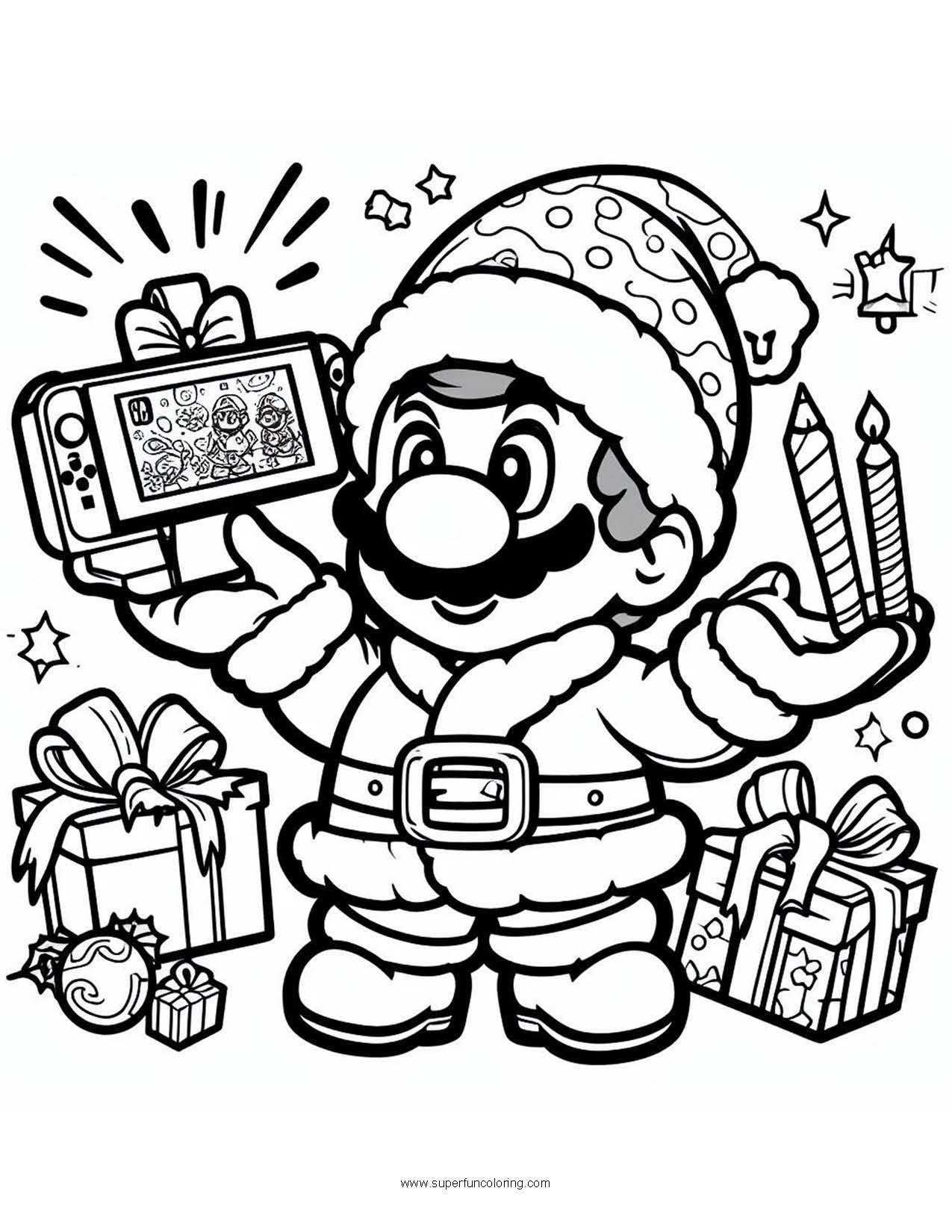 Mario christmas coloring page