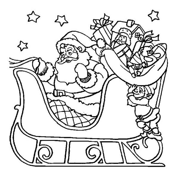 Santa claus riding his sleigh on christmas coloring page christmas coloring pages merry christmas coloring pages santa coloring pages
