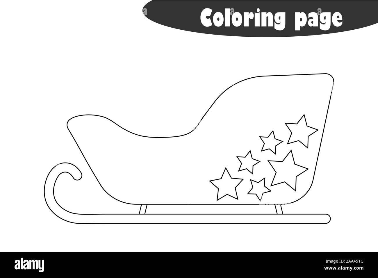 Sleigh in cartoon style coloring page christmas education paper game for the development of children kids preschool activity printable worksheet stock vector image art