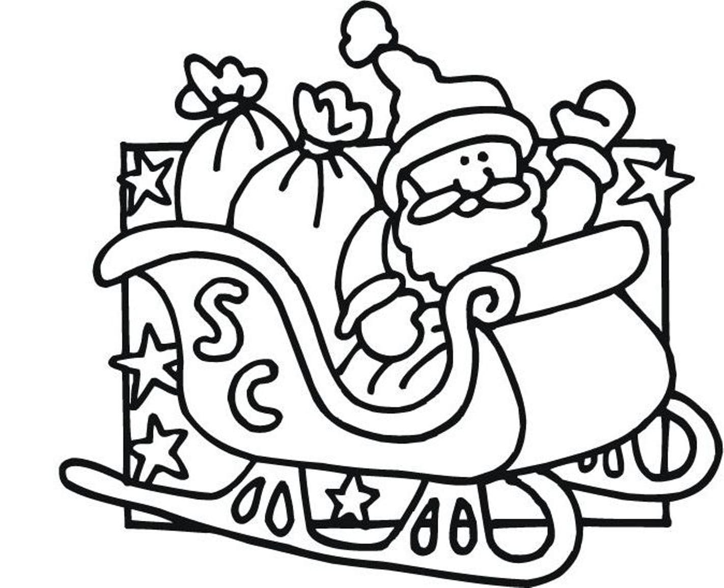 Santa on sleigh coloring page