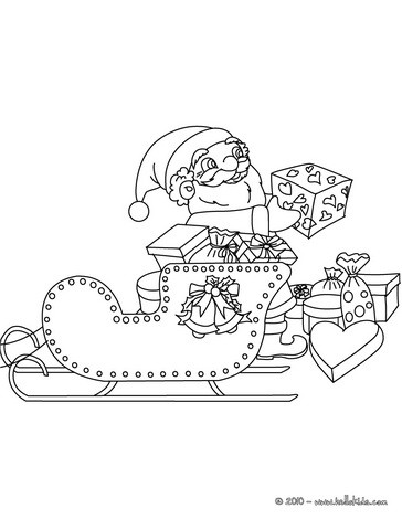 Santa claus his sleigh coloring pages
