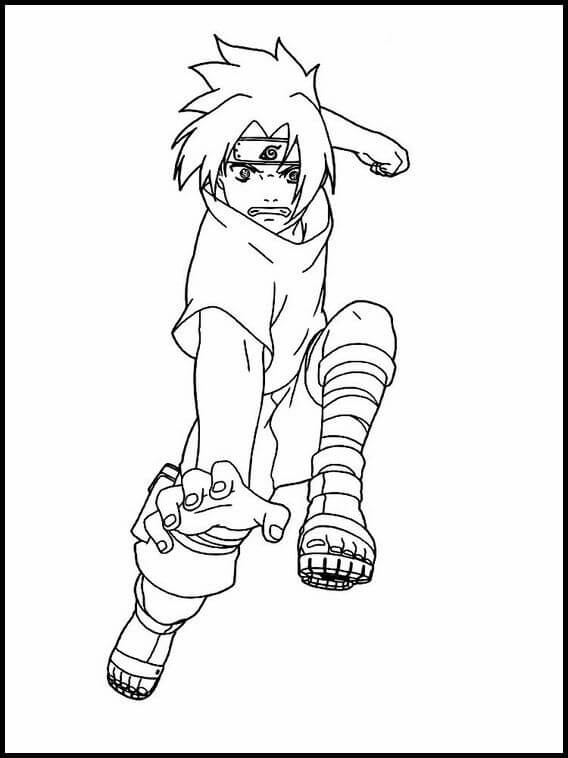 Little sasuke attack coloring page