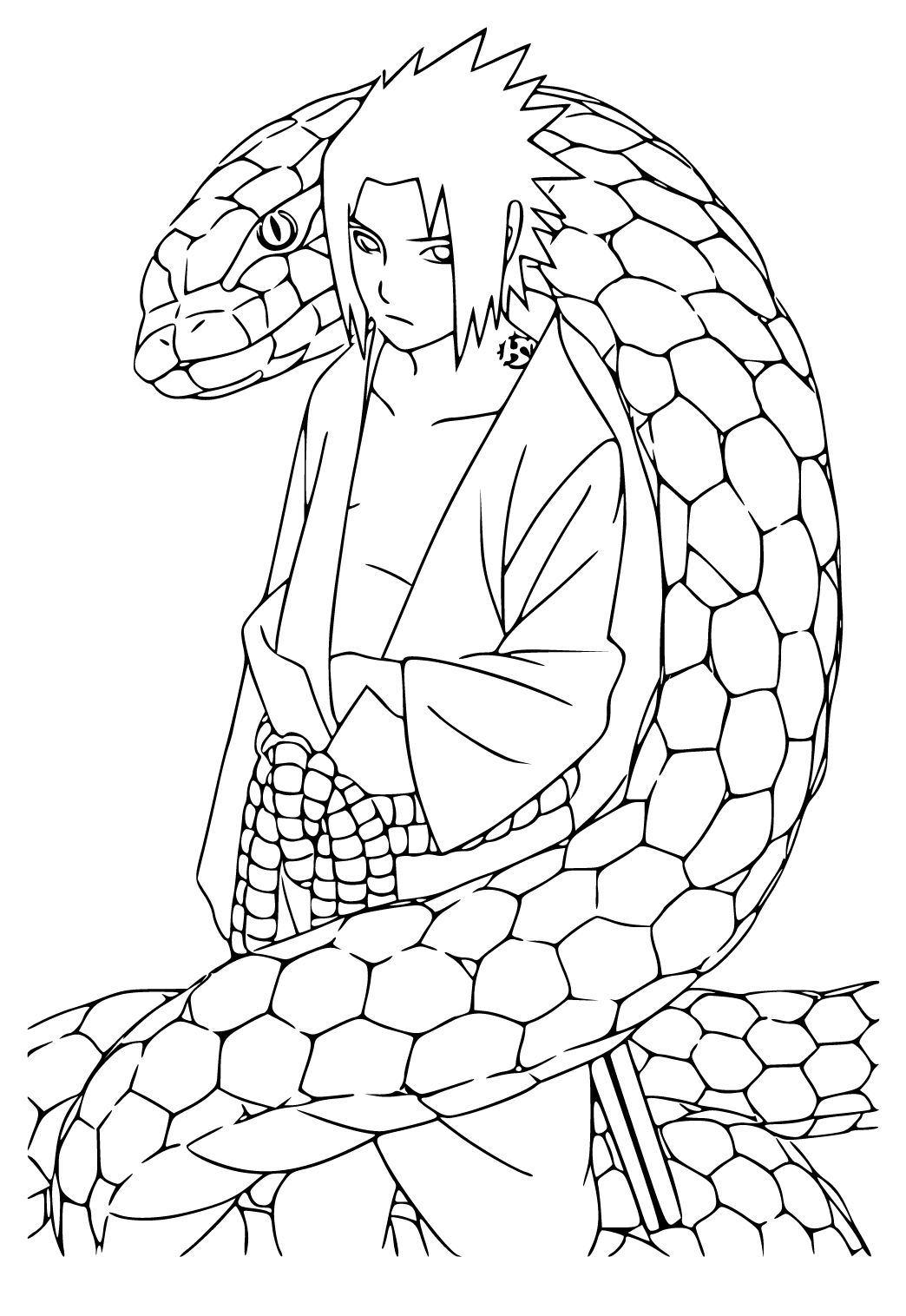 Free printable sasuke snake coloring page for adults and kids