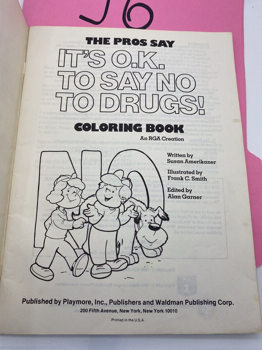 Vintage mlb the pros say its ok to say no to drugs coloring book j