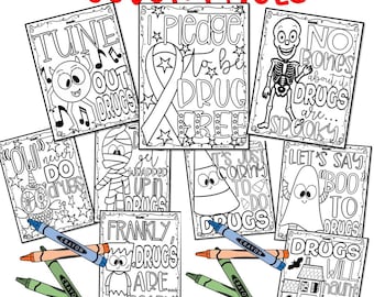 Red ribbon week drug free no prep printables coloring pages writing craft instant download
