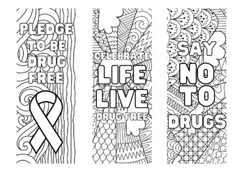 Bundle red ribbon week drug free coloring pages bookmarks tpt