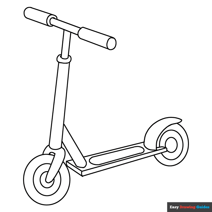 Scooter coloring page easy drawing guides