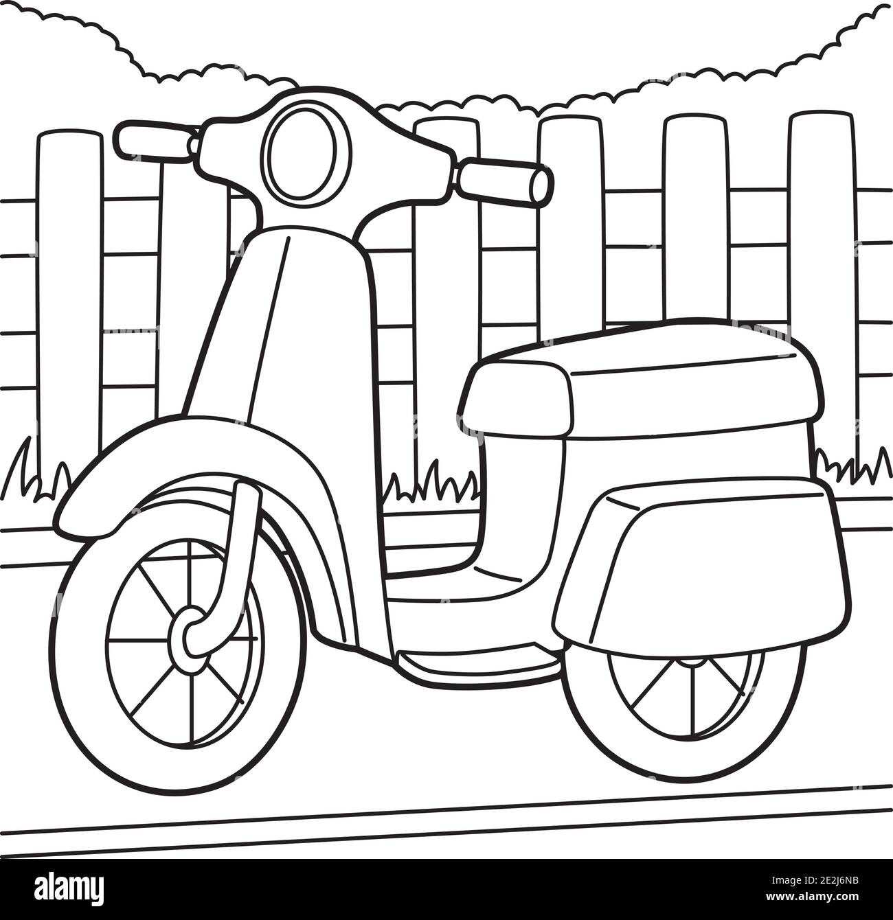 Scooter coloring page stock vector image art