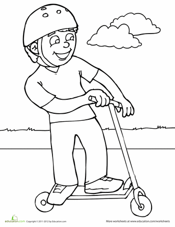 Scooter worksheet education coloring pages printables kids cool coloring pages