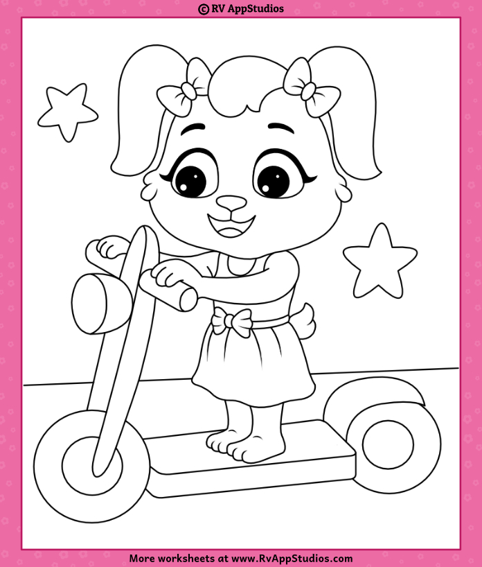 Printable kick scooter coloring pages for kids free push scooter coloring sheets