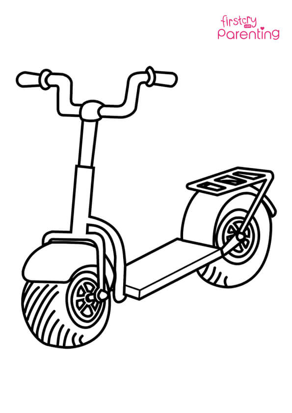 Kick scooter coloring page for kids