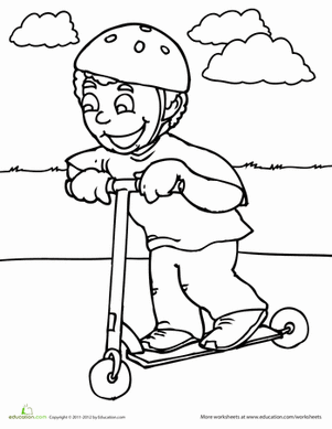 Scooter worksheet education coloring pages coloring pages for kids coloring books