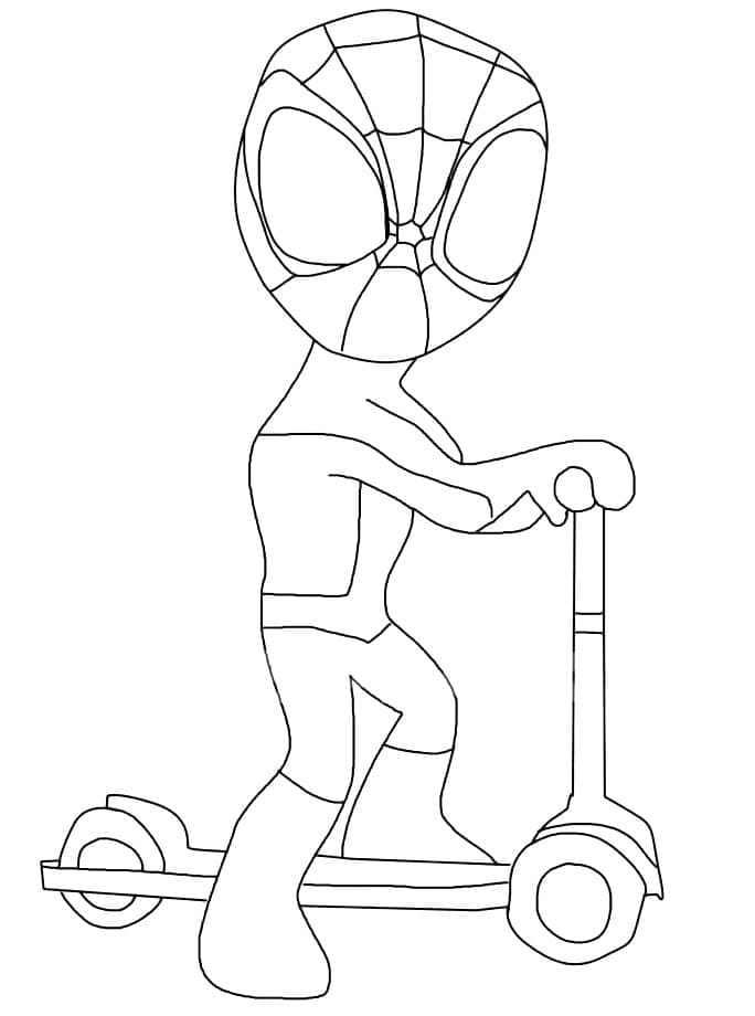 Spidey on scooter coloring page