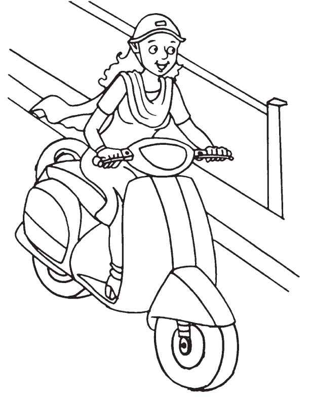 Lady driving scooter coloring page download free lady driving scooter coloring page for kids best coloring pages