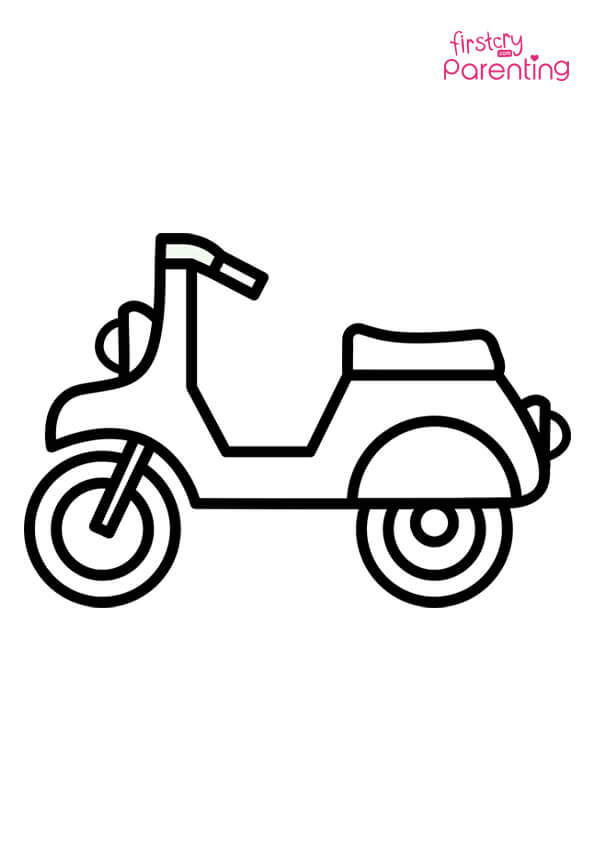 Motorcycle scooter coloring page for kids
