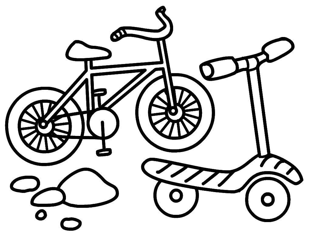 Online coloring pages coloring bike and scooter coloring