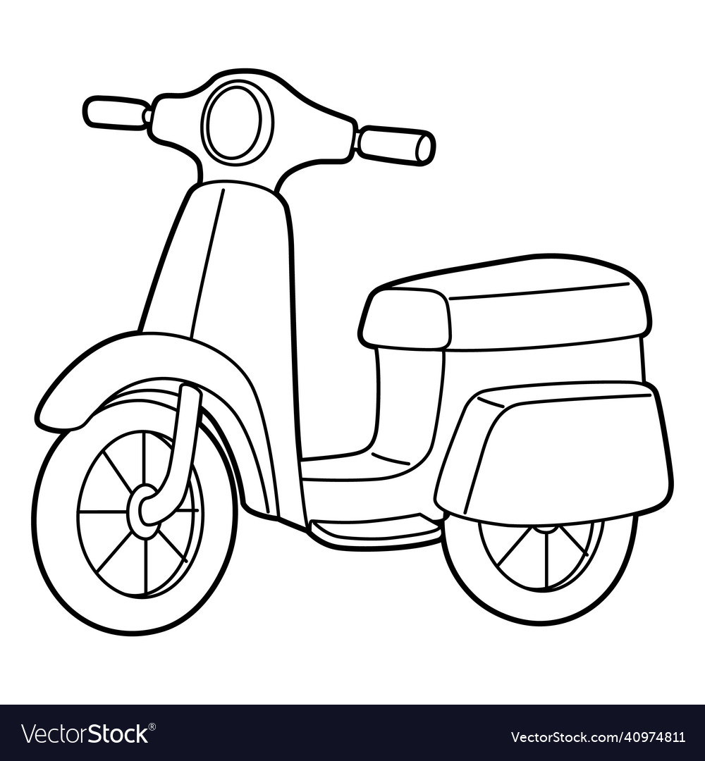 Scooter coloring page isolated for kids royalty free vector