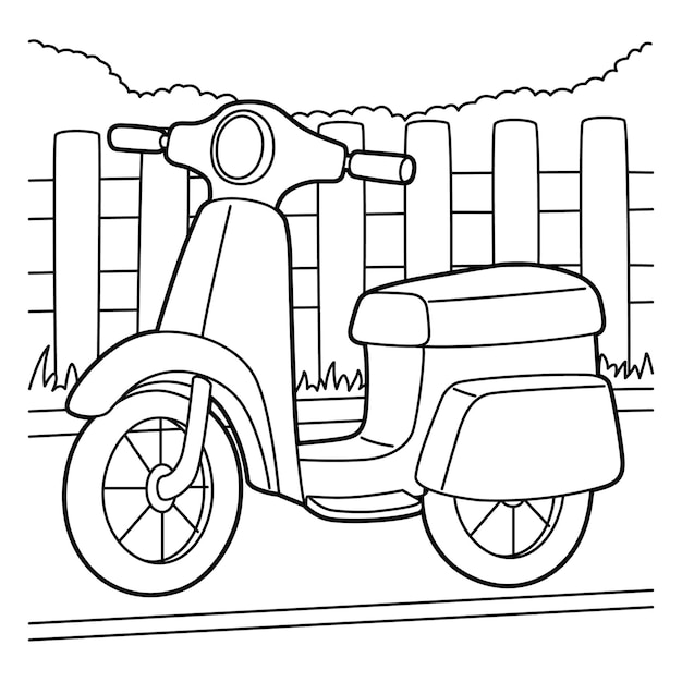 Premium vector scooter coloring page