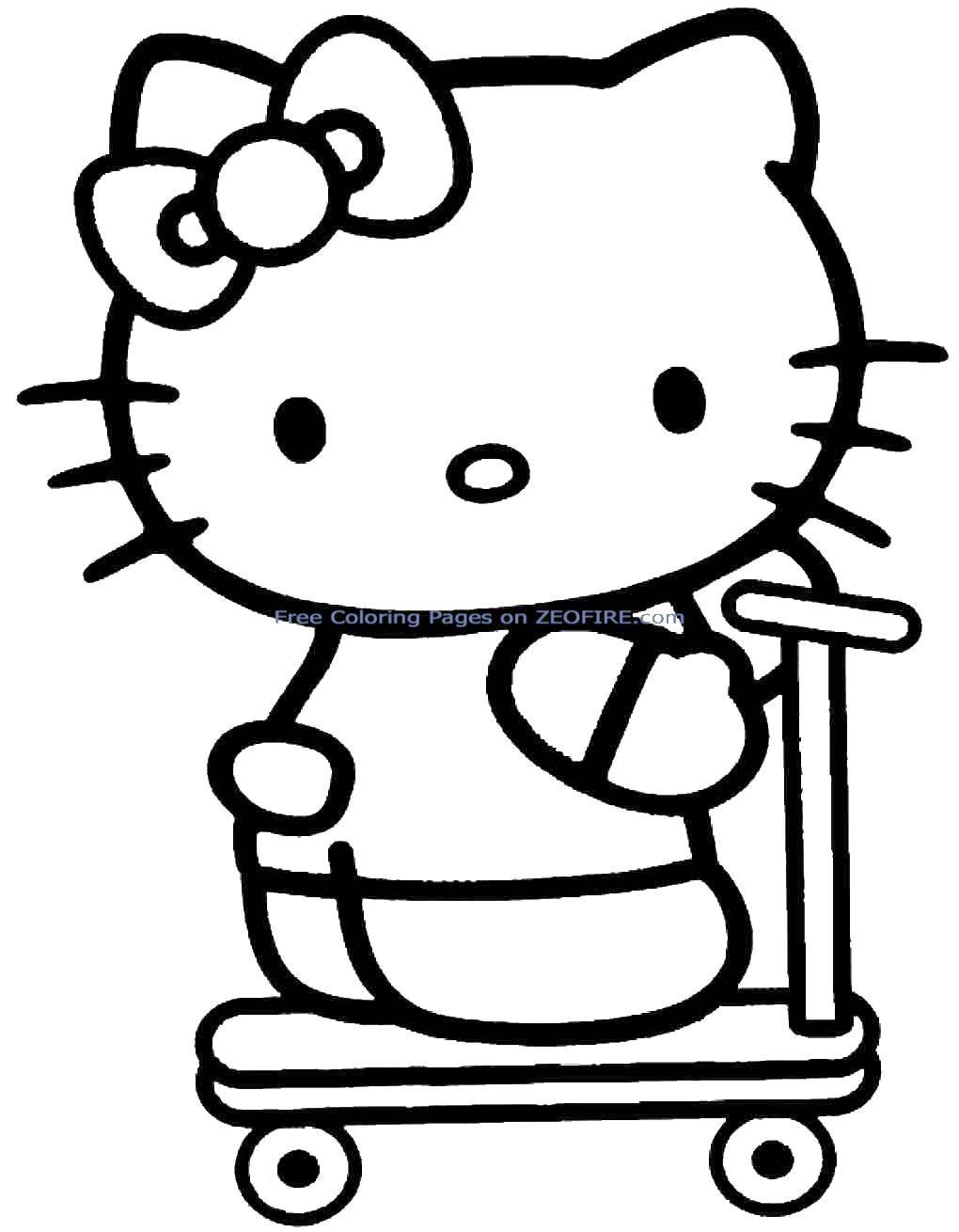 Online coloring pages coloring page kitty riding a scooter kitty download print coloring page